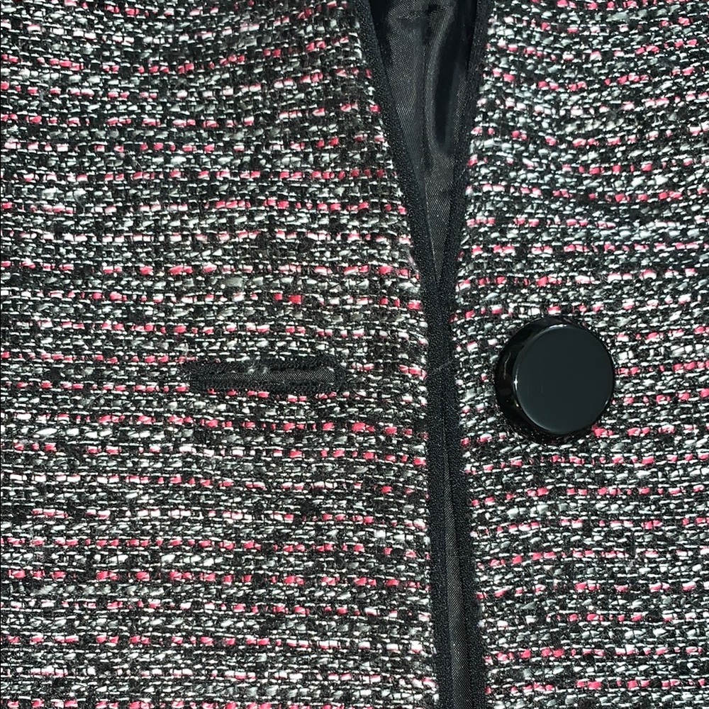 Jones Studio Separates Silver Pink, Black Tweed Blazer Tailored Open Front - Picture 11 of 14